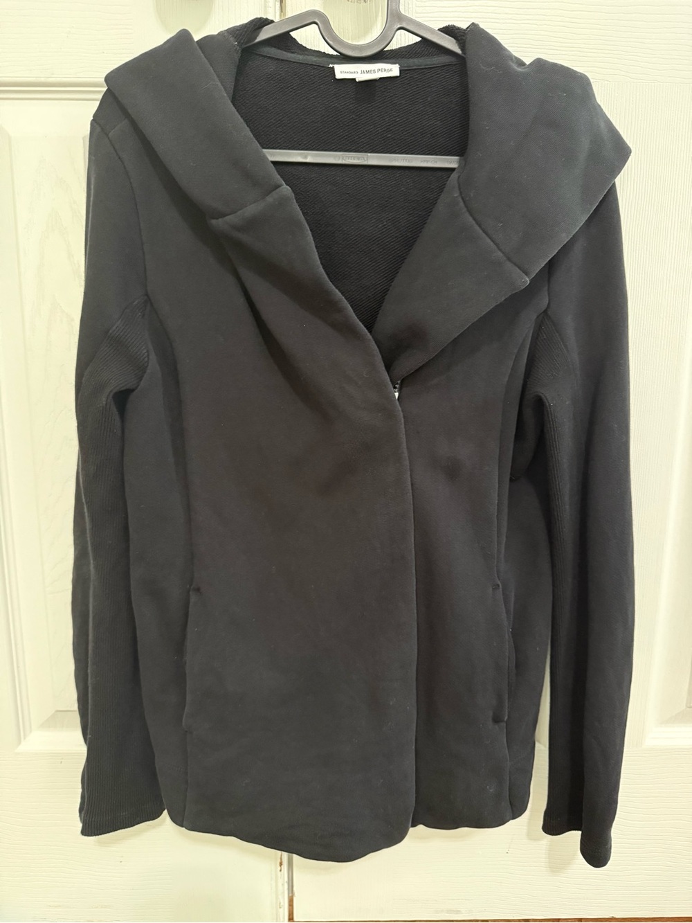 James Perse Women’s 2 Black Full Zip Hoodie Sweatshirt Solid Zip